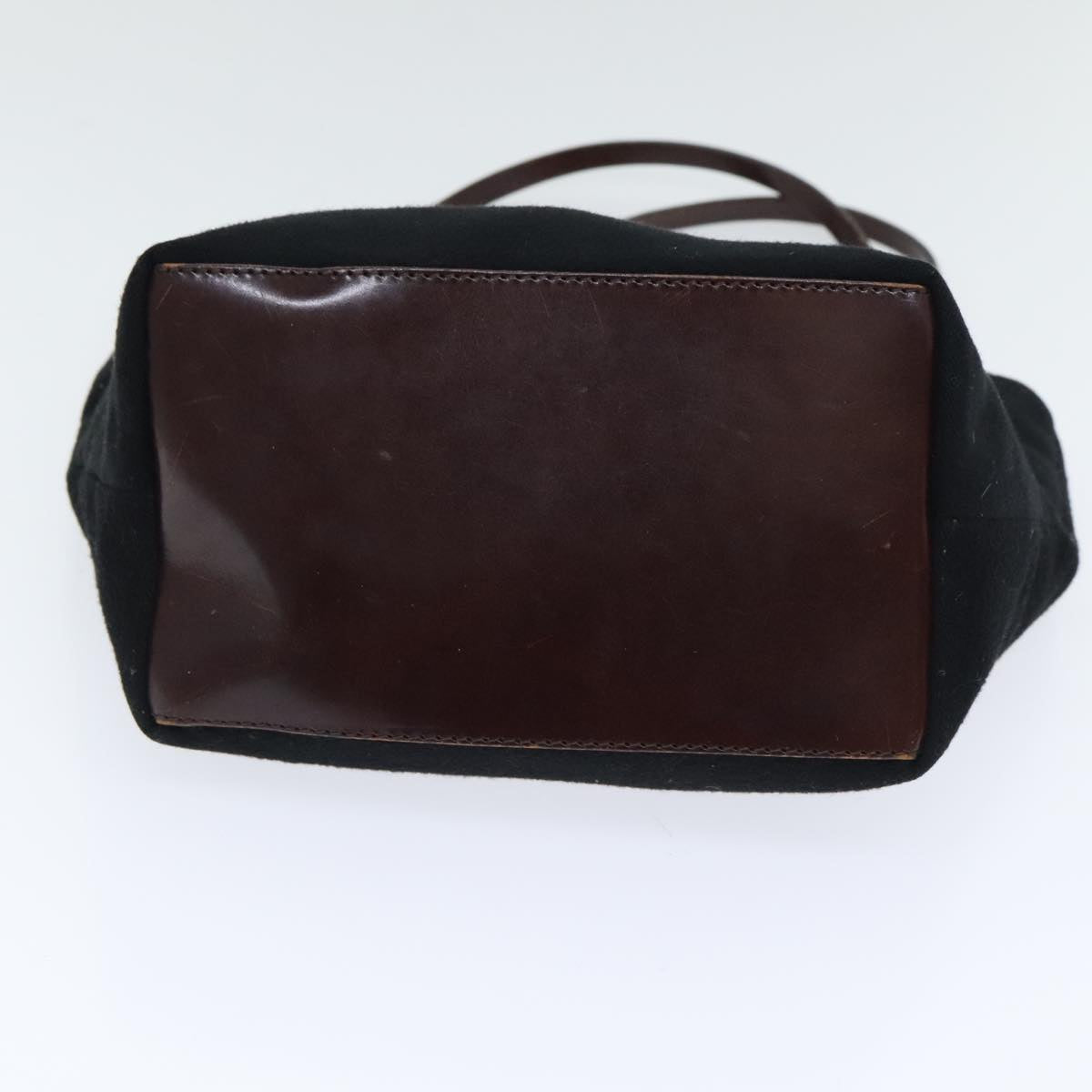 FENDI Hand Bag Wool Leather Black Brown Silver ep5859