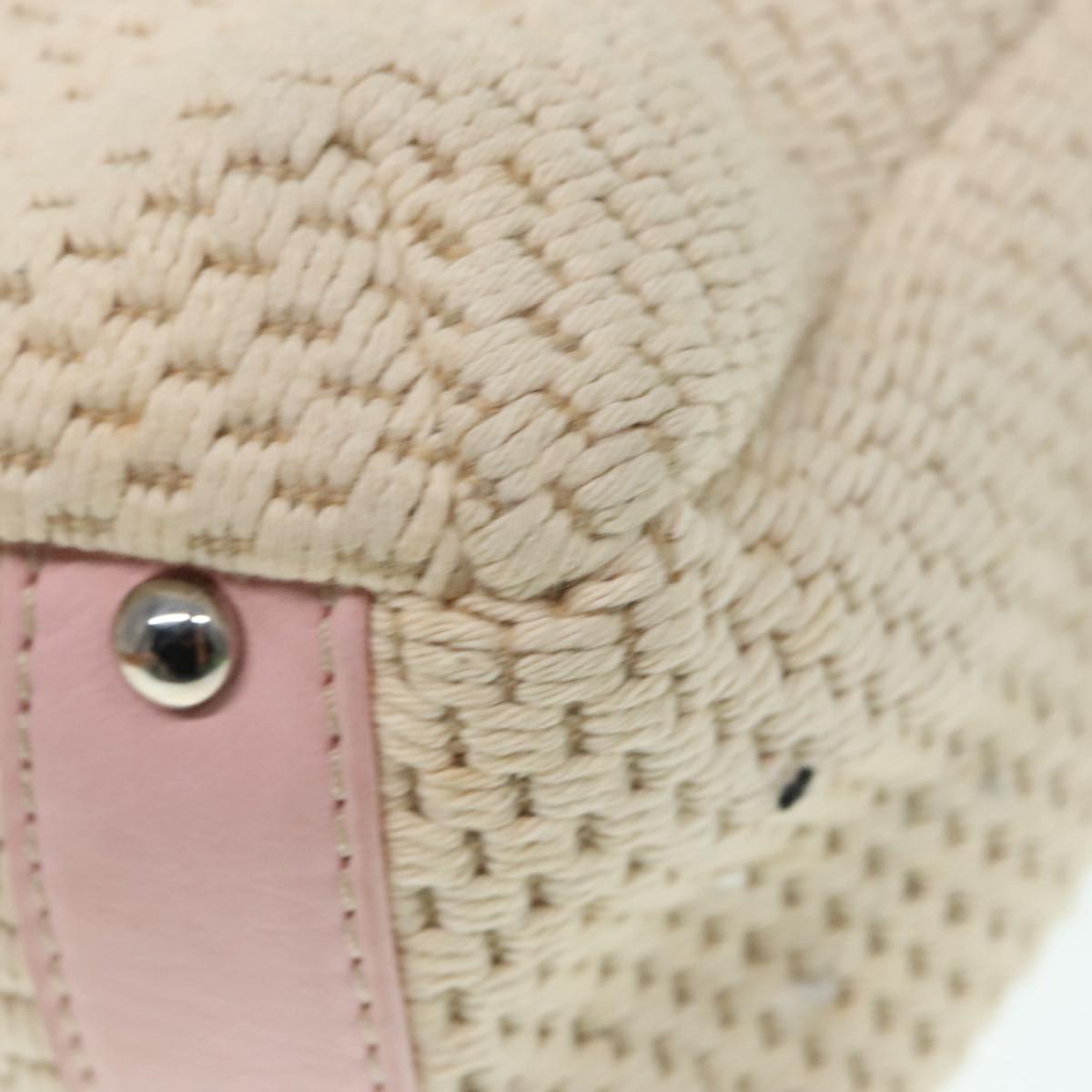 CHANEL Hand Bag Cotton Silver Beige CC ep5901