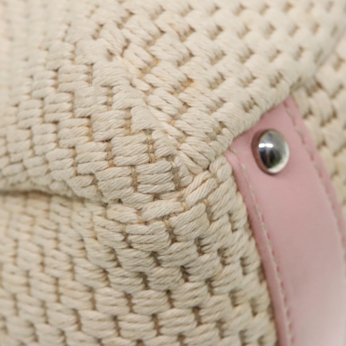 CHANEL Hand Bag Cotton Silver Beige CC ep5901