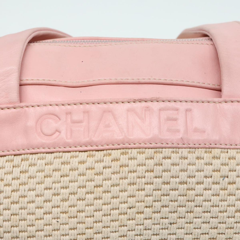 CHANEL Hand Bag Cotton Silver Beige CC ep5901