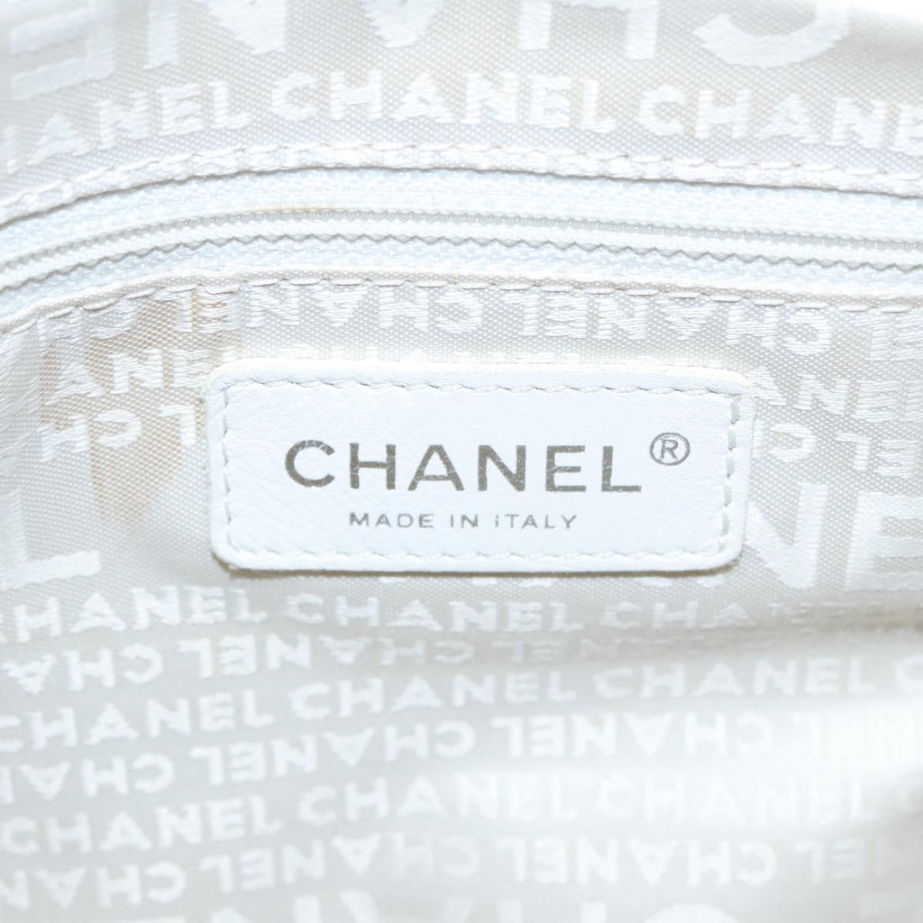 CHANEL Hand Bag Cotton Silver Beige CC ep5901