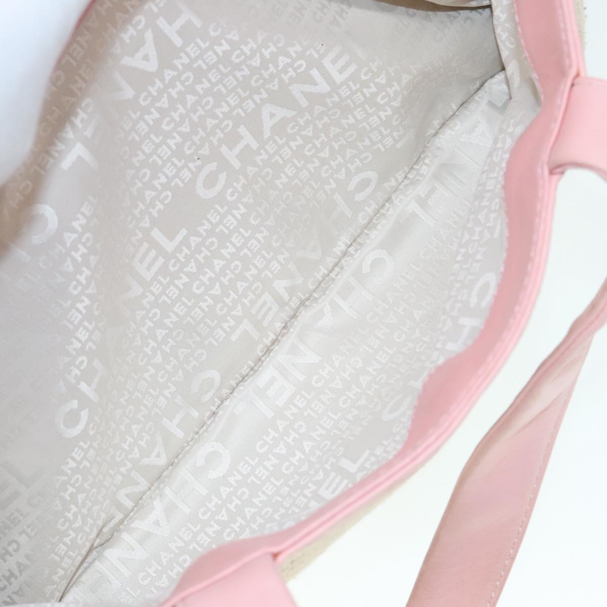 CHANEL Hand Bag Cotton Silver Beige CC ep5901