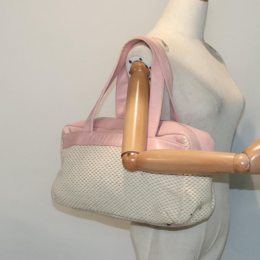 CHANEL Hand Bag Cotton Silver Beige CC ep5901