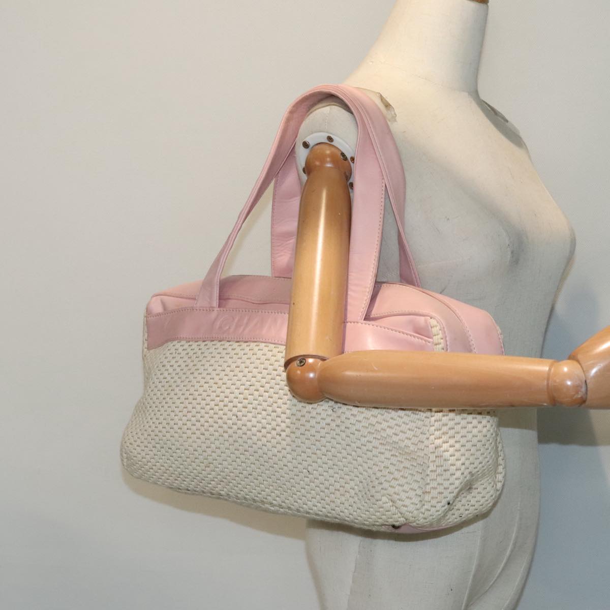CHANEL Hand Bag Cotton Silver Beige CC ep5901