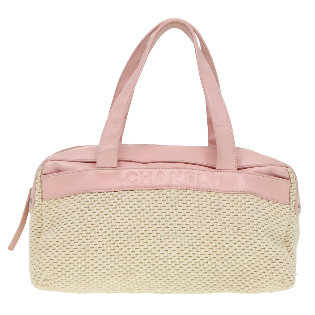 CHANEL Hand Bag Cotton Silver Beige CC ep5901