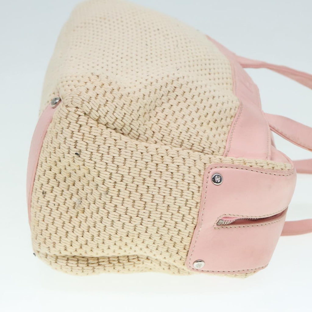 CHANEL Hand Bag Cotton Silver Beige CC ep5901
