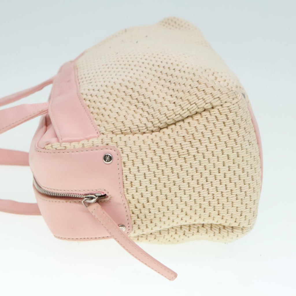 CHANEL Hand Bag Cotton Silver Beige CC ep5901