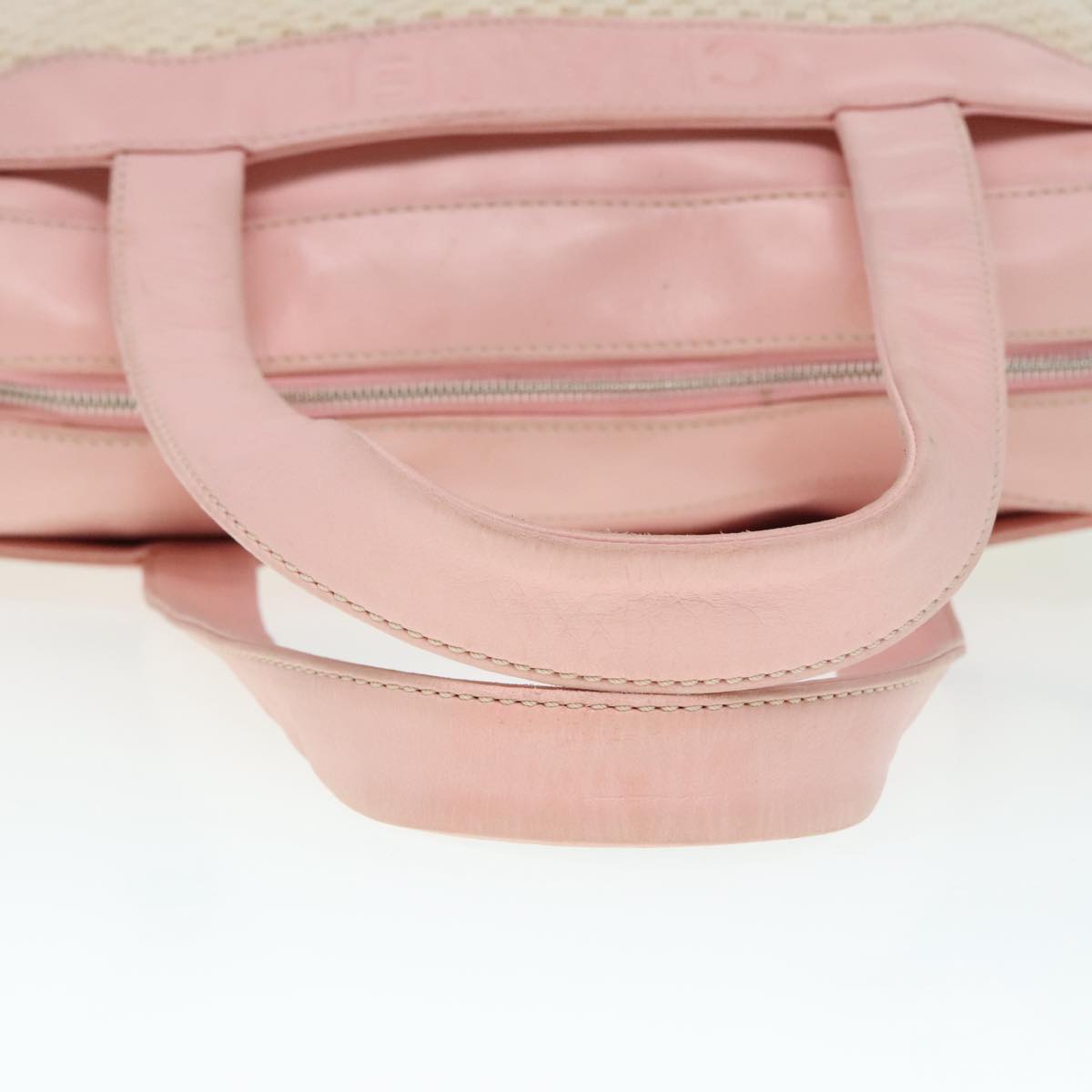CHANEL Hand Bag Cotton Silver Beige CC ep5901