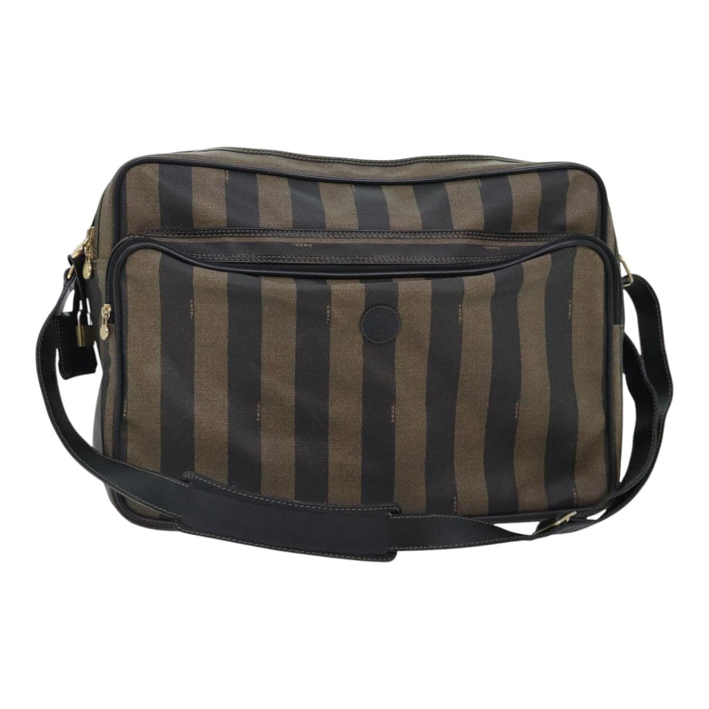 FENDI Pecan Canvas Shoulder Bag Coated Canvas Brown ep5905