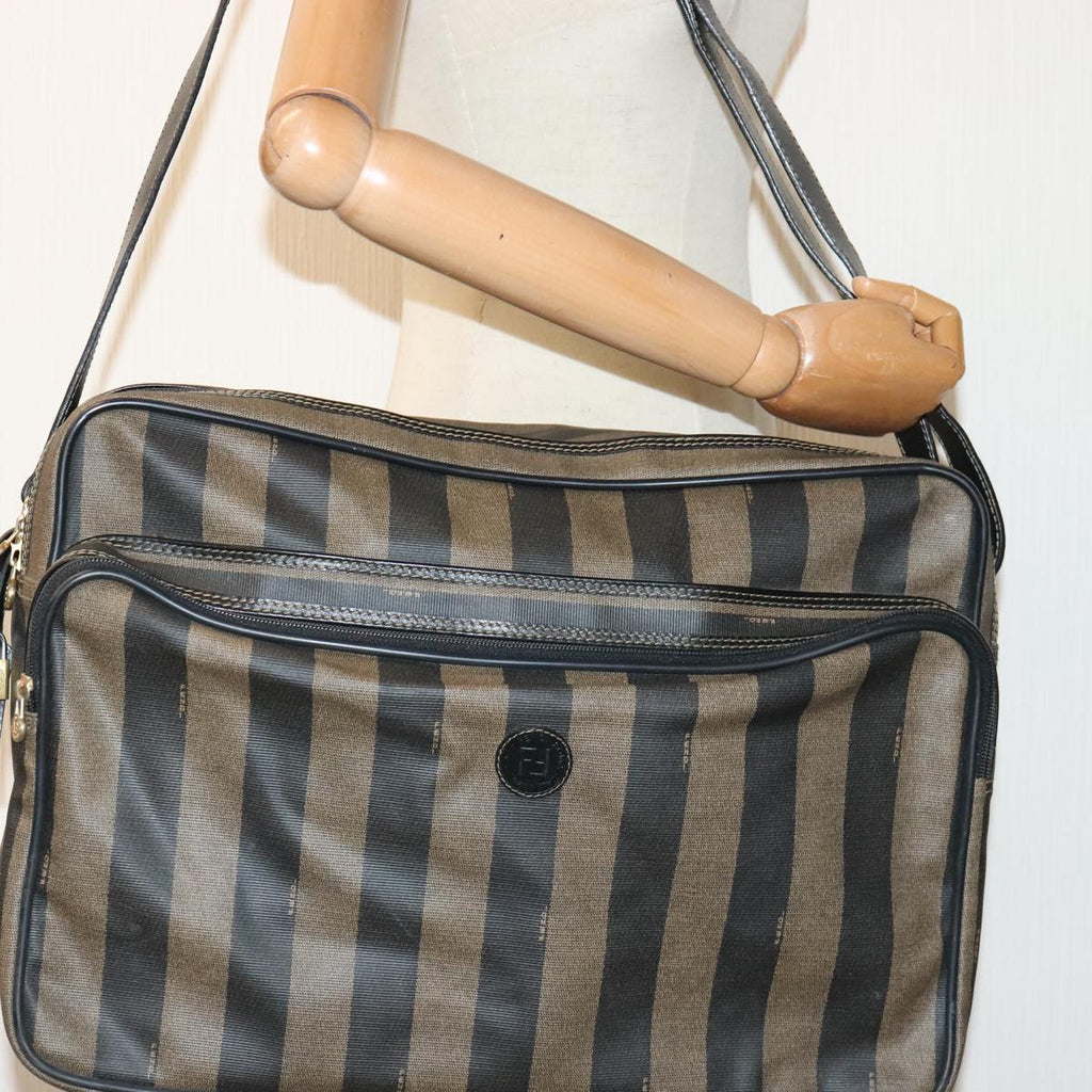FENDI Pecan Canvas Shoulder Bag Coated Canvas Brown ep5905