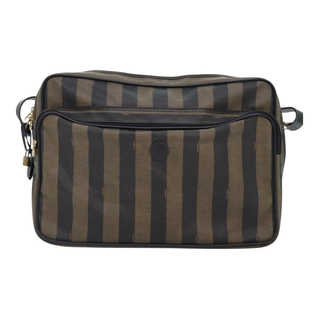 FENDI Pecan Canvas Shoulder Bag Coated Canvas Brown ep5905