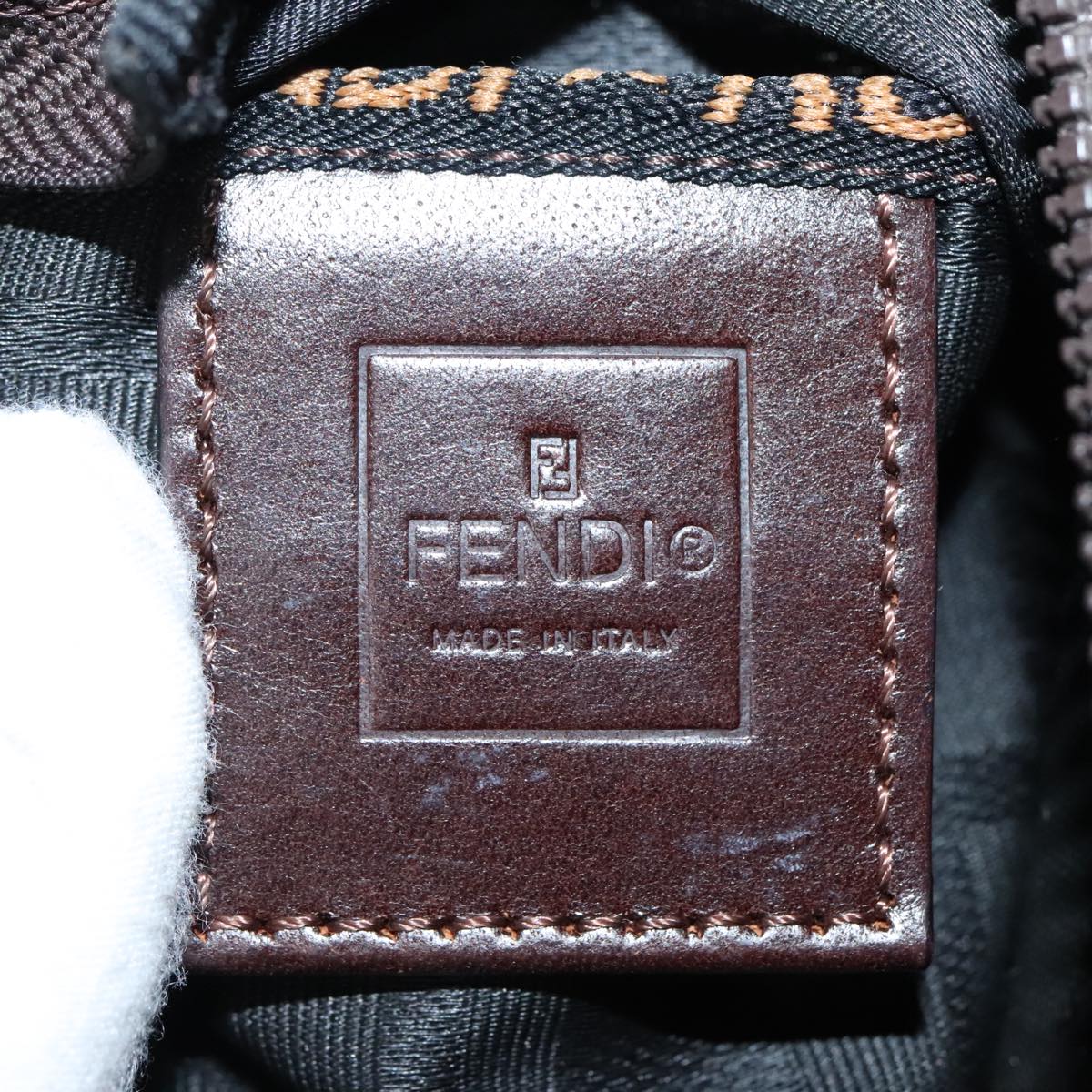FENDI Zucca Canvas Hand Bag Brown Black ep5977
