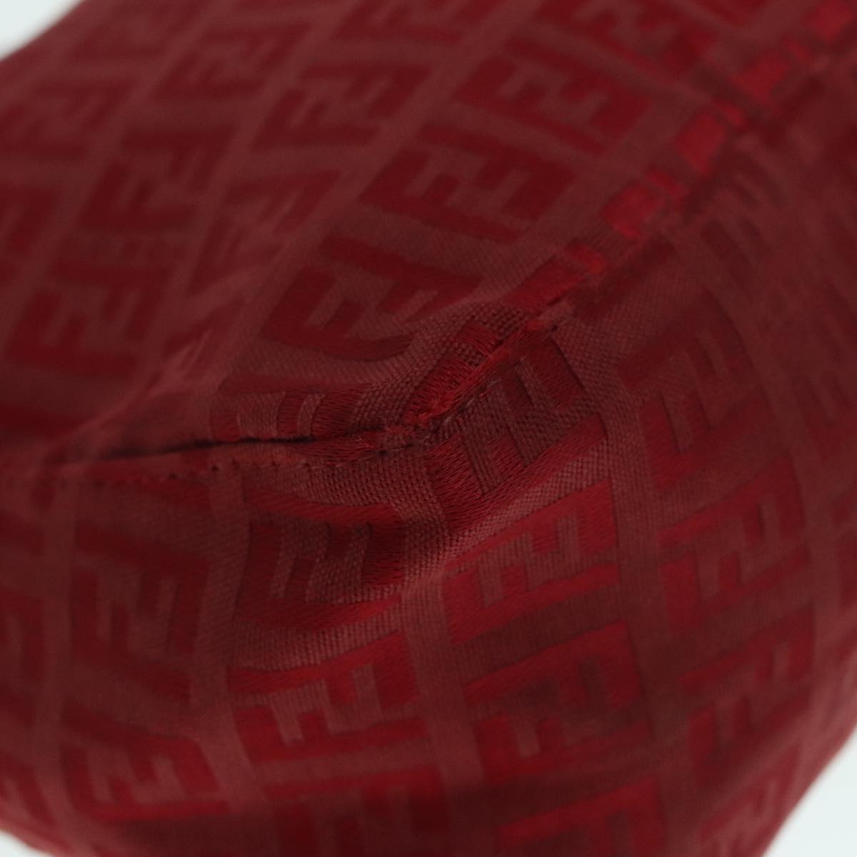 FENDI Zucchino Canvas Hand Bag Red Silver ep5978