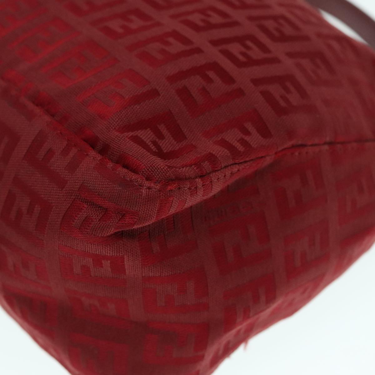 FENDI Zucchino Canvas Hand Bag Red Silver ep5978