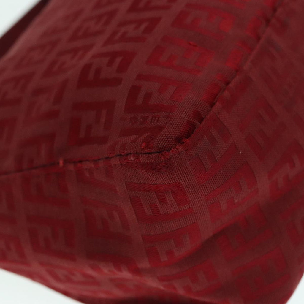 FENDI Zucchino Canvas Hand Bag Red Silver ep5978