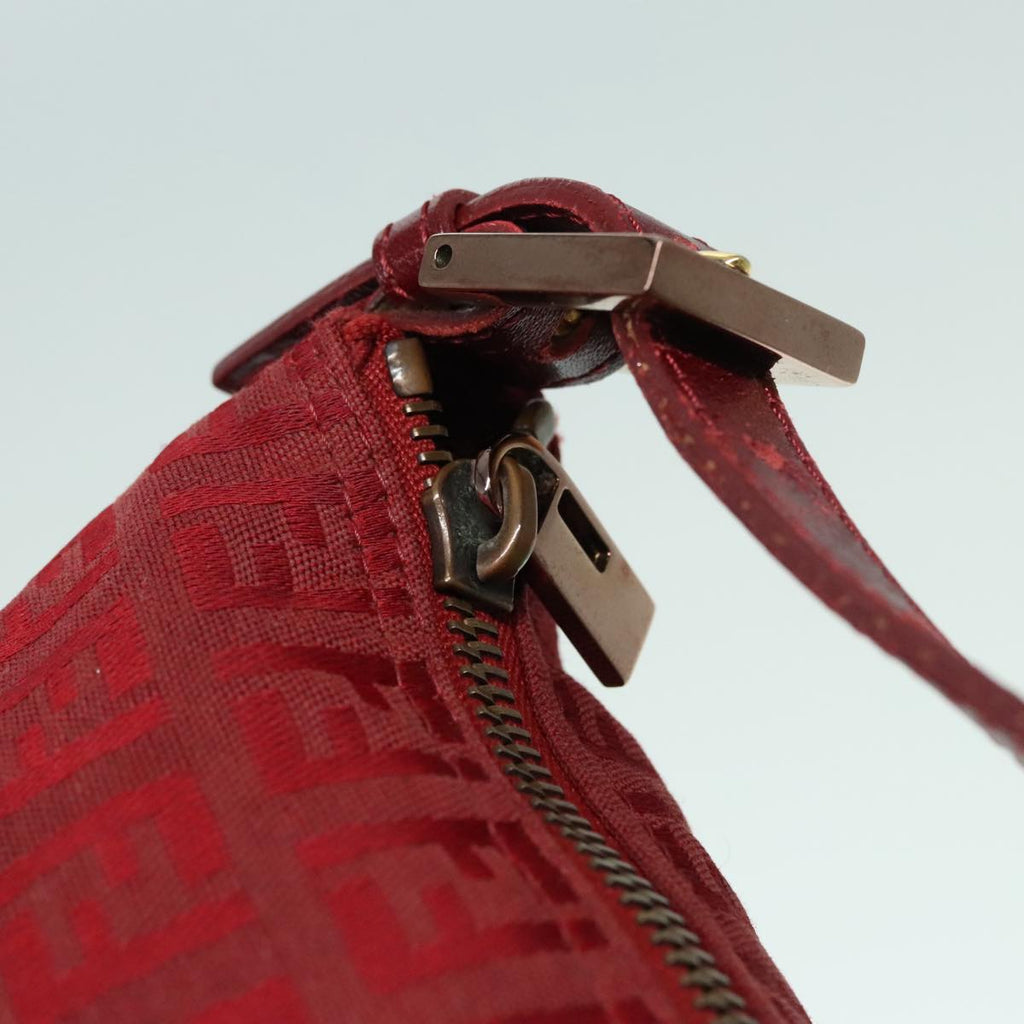 FENDI Zucchino Canvas Hand Bag Red Silver ep5978