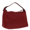 FENDI Zucchino Canvas Hand Bag Red Silver ep5978
