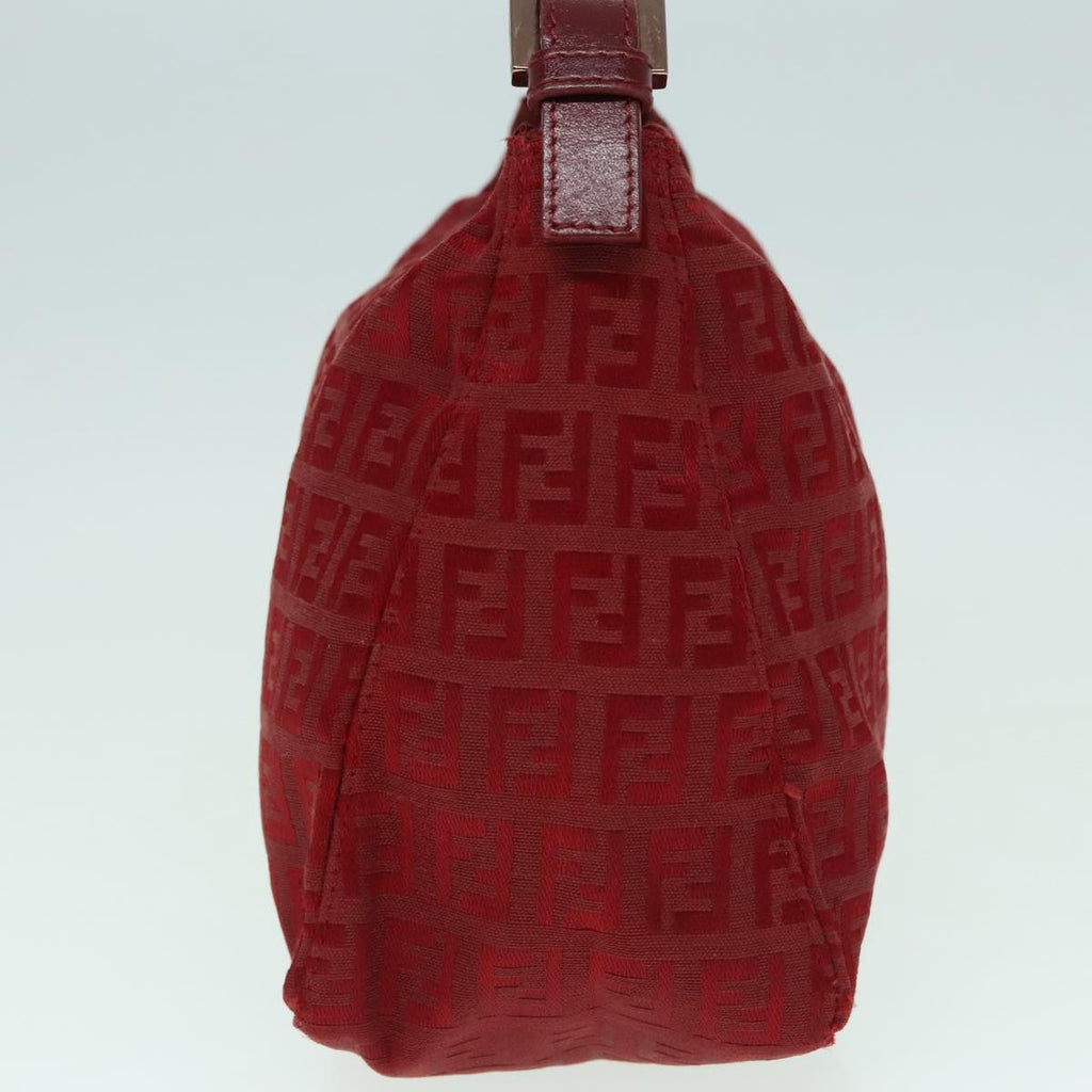 FENDI Zucchino Canvas Hand Bag Red Silver ep5978