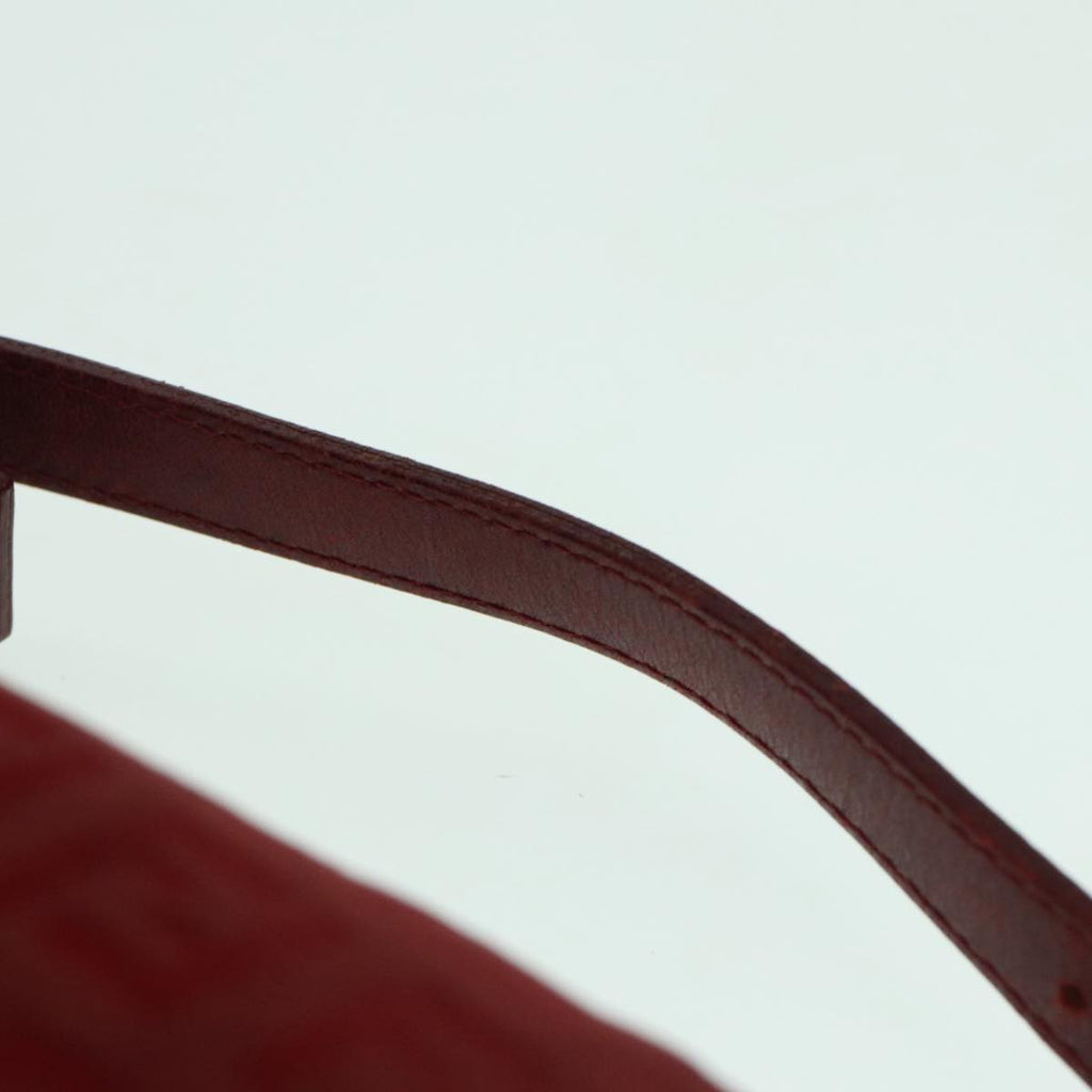 FENDI Zucchino Canvas Hand Bag Red Silver ep5978
