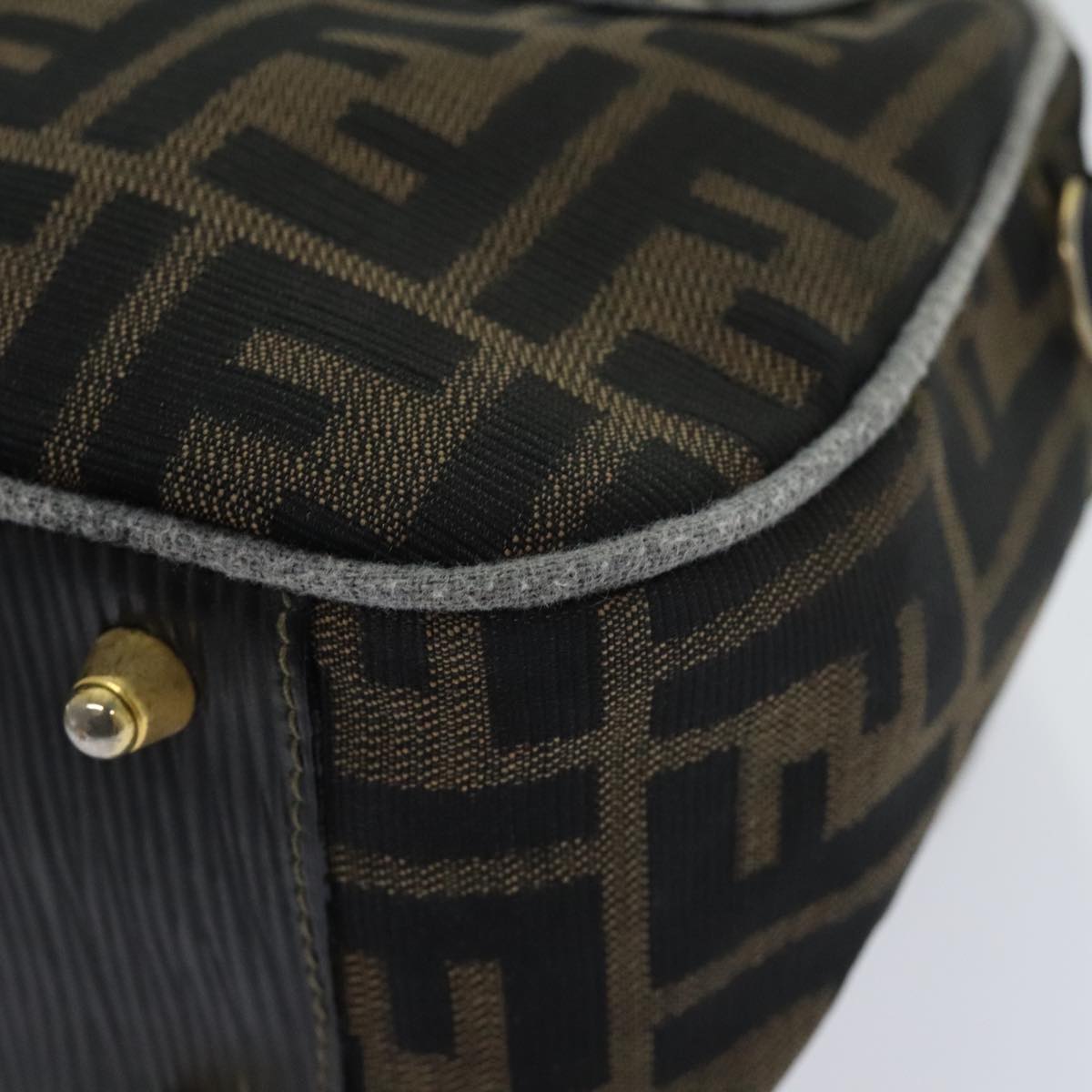 FENDI Zucca Canvas Hand Bag Brown Black ep5979