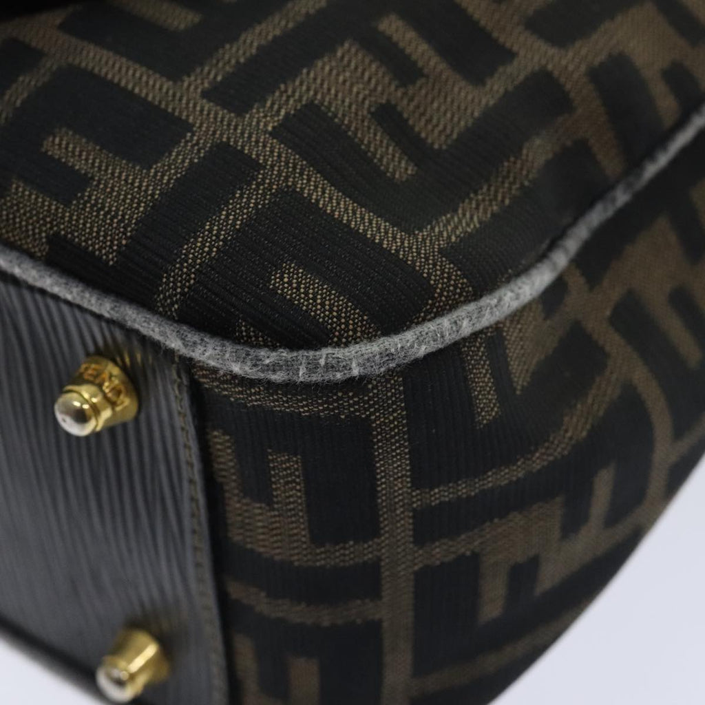 FENDI Zucca Canvas Hand Bag Brown Black ep5979