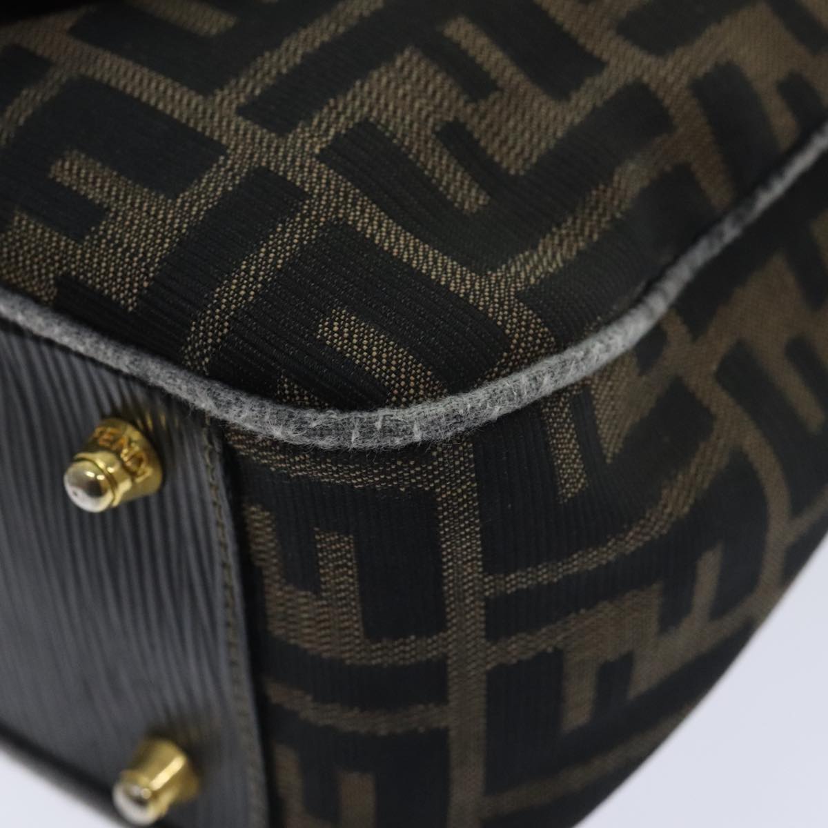 FENDI Zucca Canvas Hand Bag Brown Black ep5979
