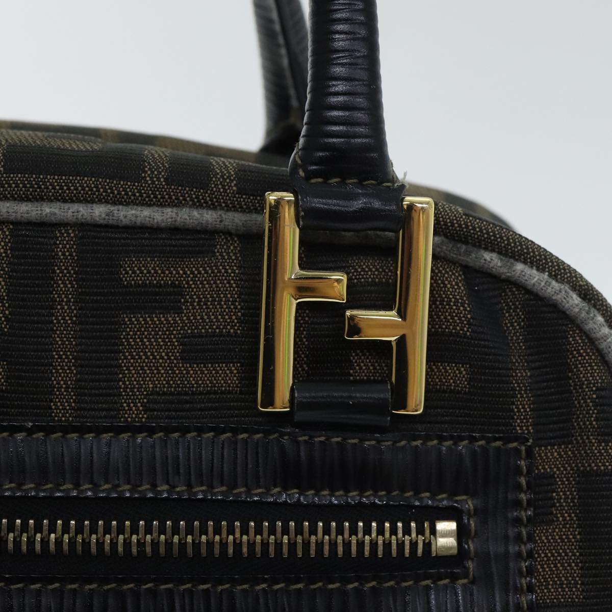 FENDI Zucca Canvas Hand Bag Brown Black ep5979