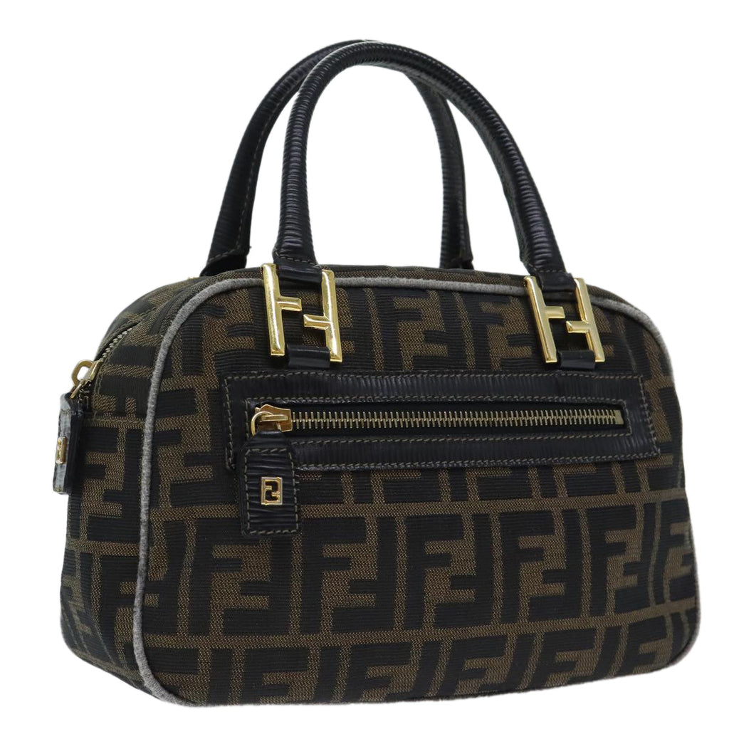 FENDI Zucca Canvas Hand Bag Brown Black ep5979