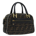 FENDI Zucca Canvas Hand Bag Brown Black ep5979