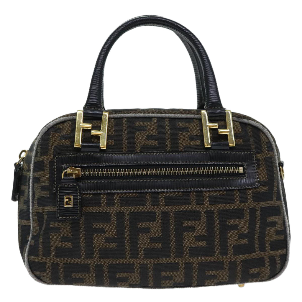 FENDI Zucca Canvas Hand Bag Brown Black ep5979
