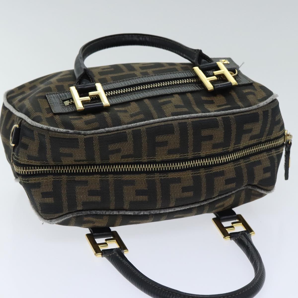 FENDI Zucca Canvas Hand Bag Brown Black ep5979