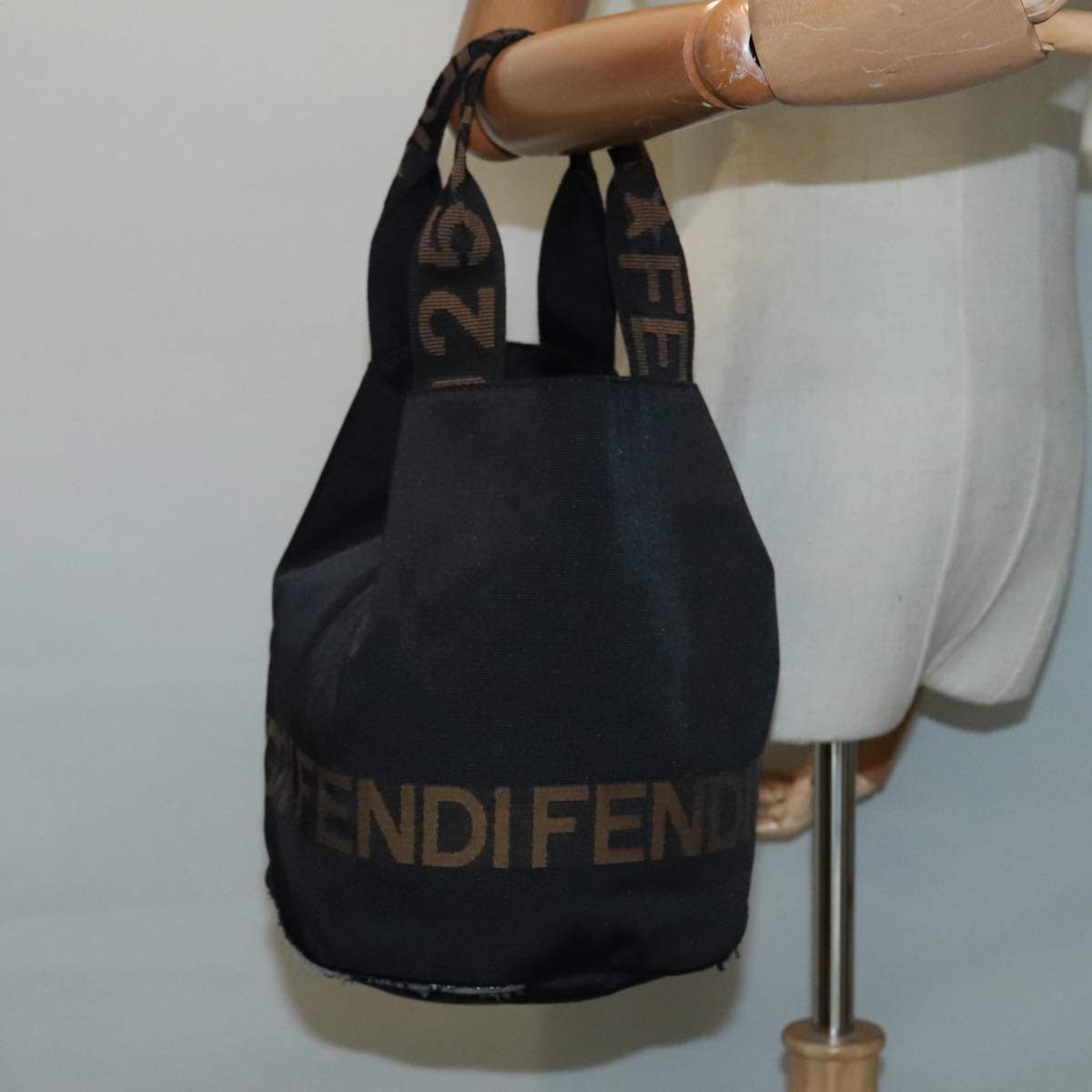 FENDI Hand Bag Nylon Black ep5997