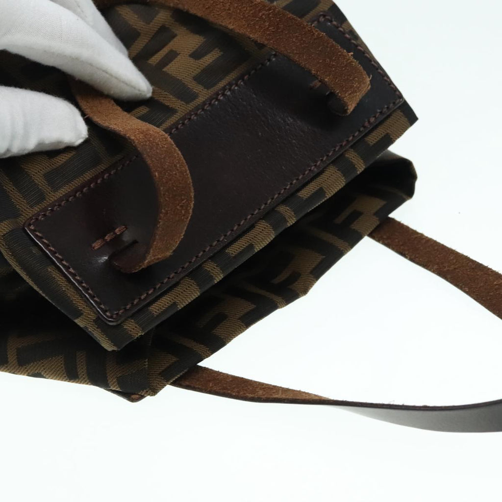 FENDI Zucca Canvas Hand Bag Brown Black ep6007