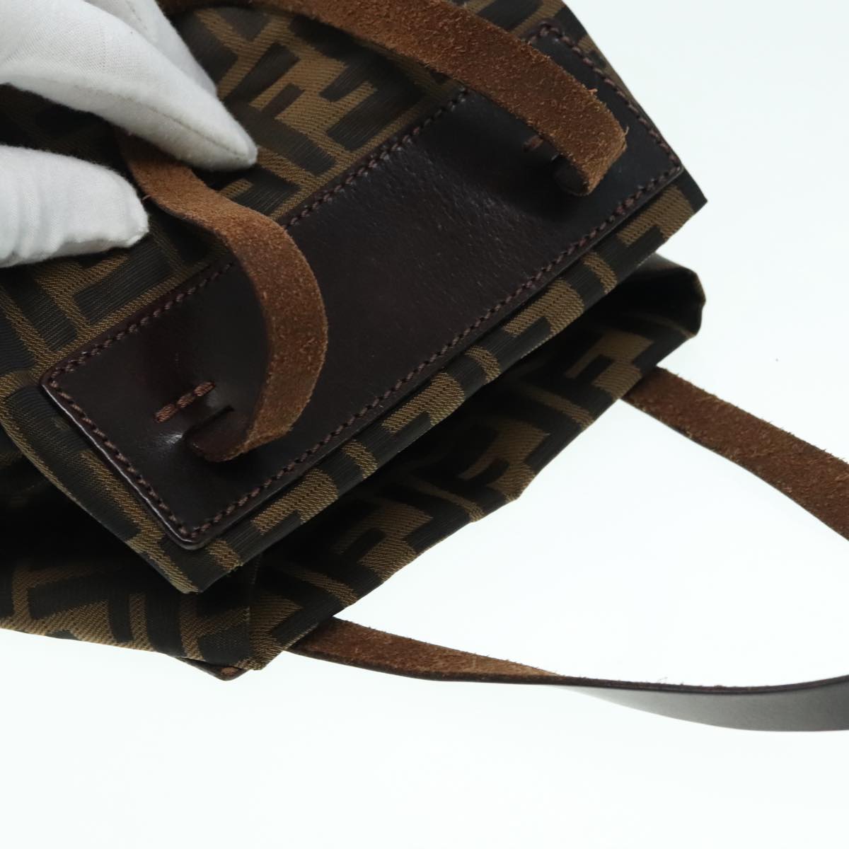 FENDI Zucca Canvas Hand Bag Brown Black ep6007