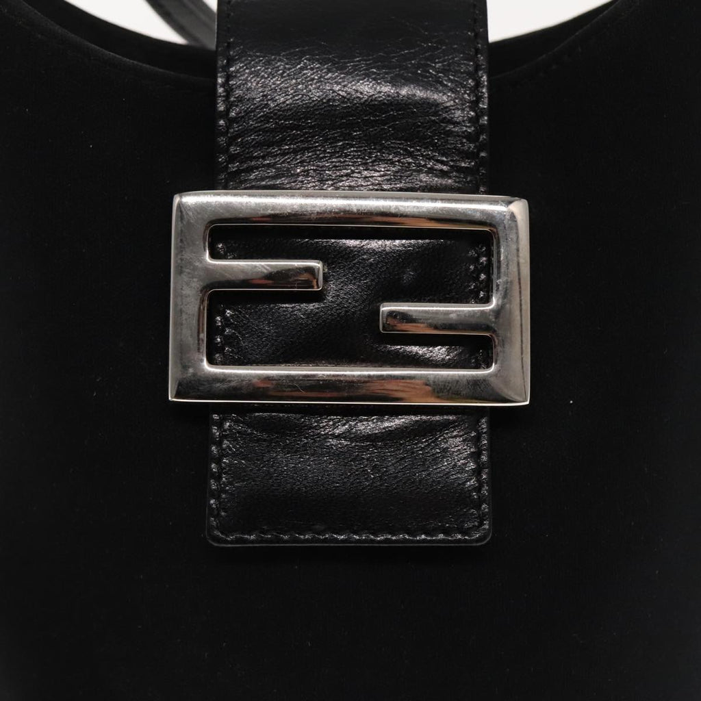 FENDI Mamma Baguette Shoulder Bag Nylon Leather Black Silver ep6018