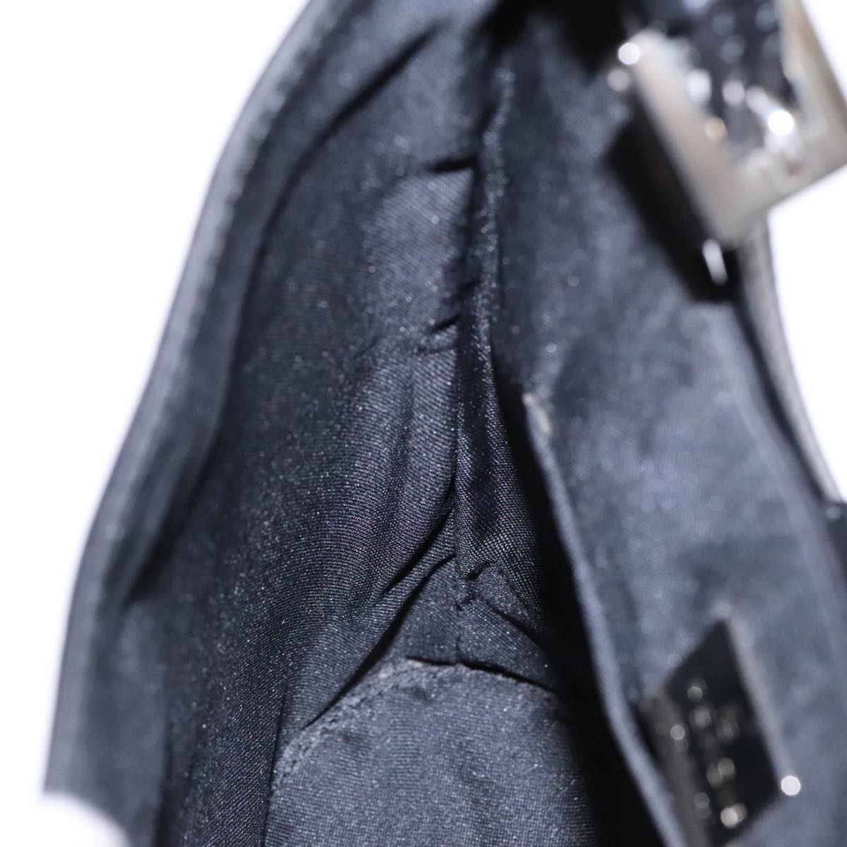 FENDI Mamma Baguette Shoulder Bag Nylon Leather Black Silver ep6018