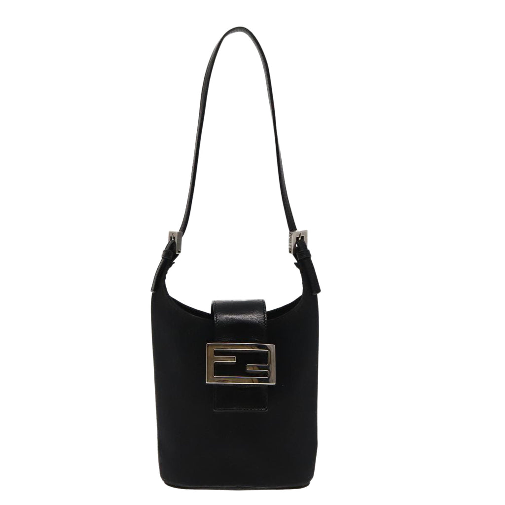 FENDI Mamma Baguette Shoulder Bag Nylon Leather Black Silver ep6018