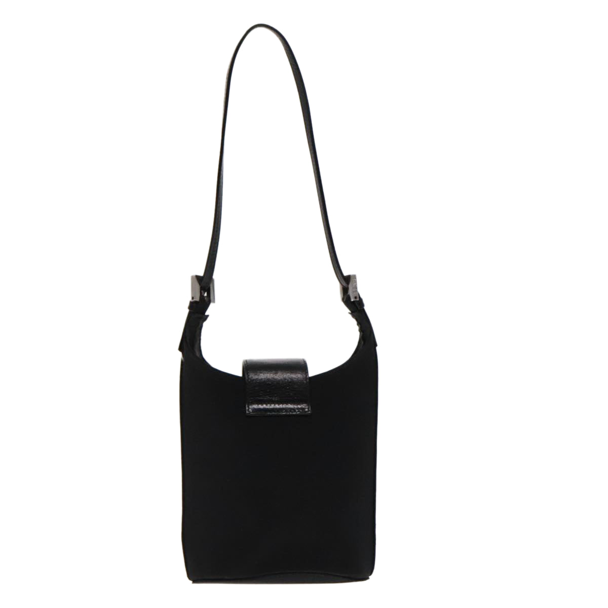 FENDI Mamma Baguette Shoulder Bag Nylon Leather Black Silver ep6018