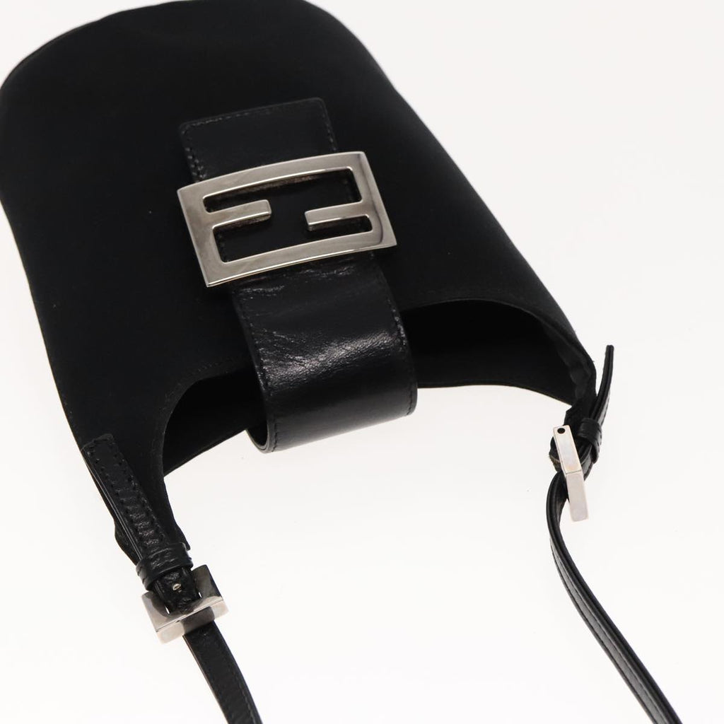 FENDI Mamma Baguette Shoulder Bag Nylon Leather Black Silver ep6018