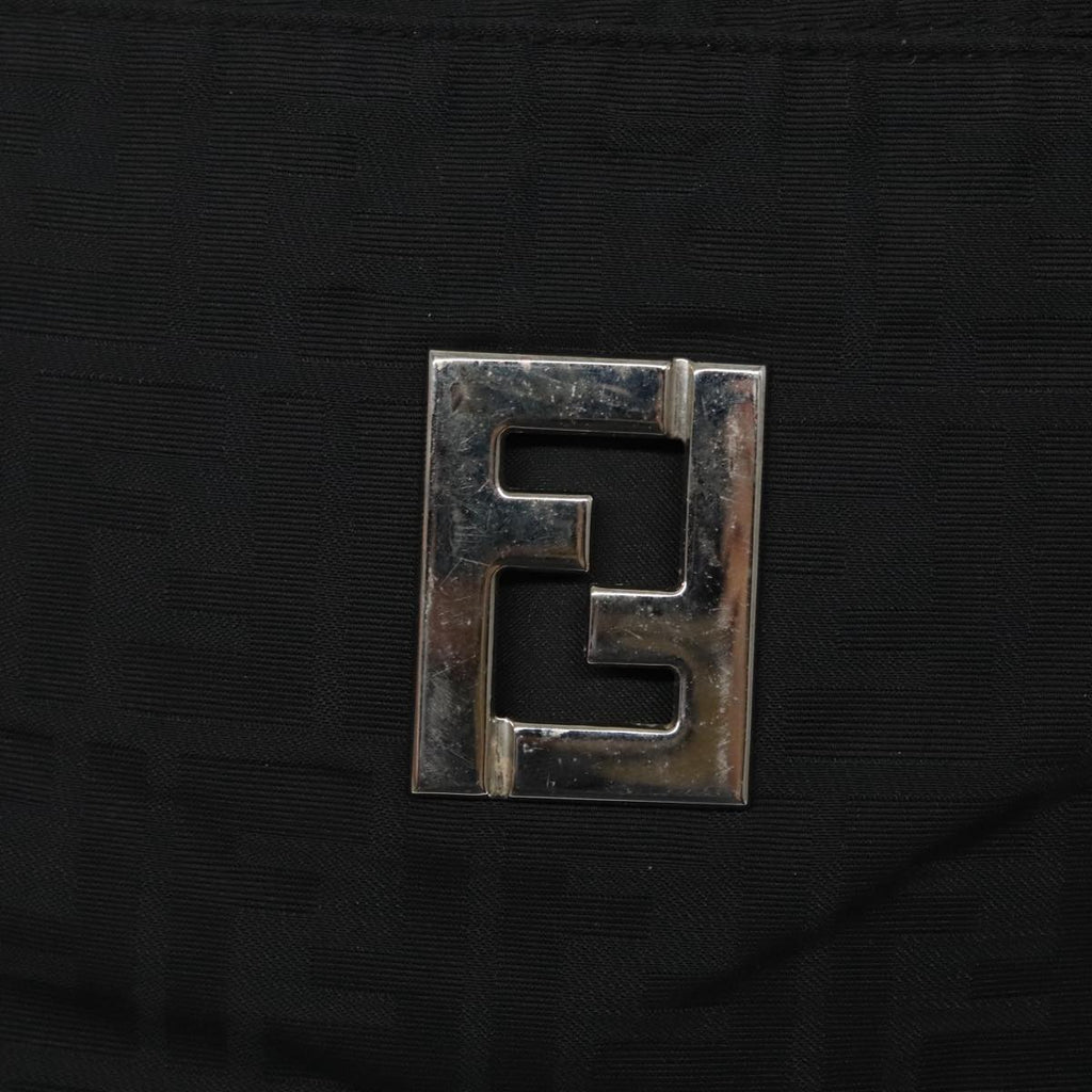 FENDI Zucca Canvas Shoulder Bag Nylon Black Silver ep6025