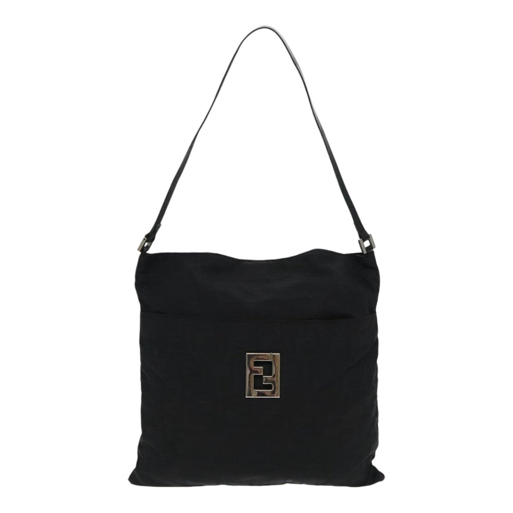 FENDI Zucca Canvas Shoulder Bag Nylon Black Silver ep6025