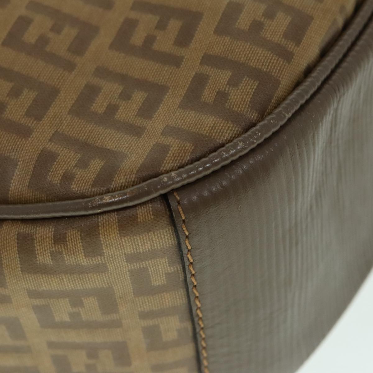 FENDI Zucchino Canvas Hand Bag Brown Gold ep6039