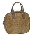 FENDI Zucchino Canvas Hand Bag Brown Gold ep6039