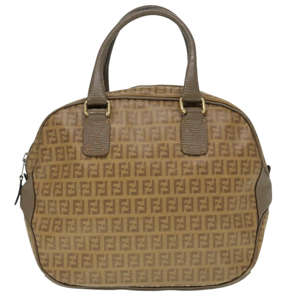 FENDI Zucchino Canvas Hand Bag Brown Gold ep6039