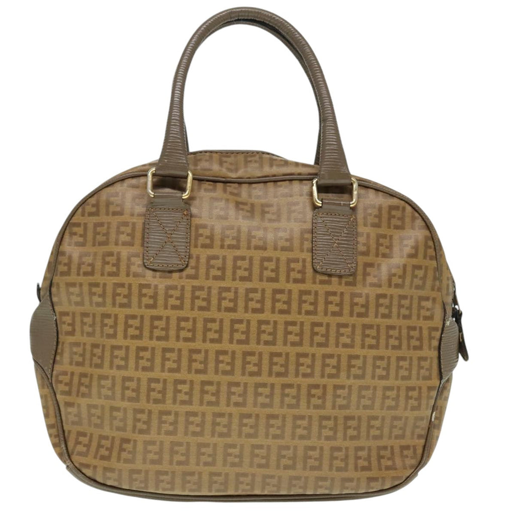 FENDI Zucchino Canvas Hand Bag Brown Gold ep6039