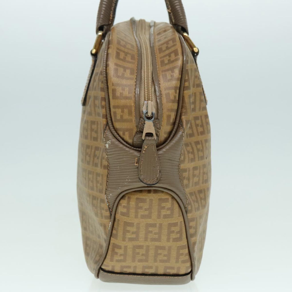 FENDI Zucchino Canvas Hand Bag Brown Gold ep6039
