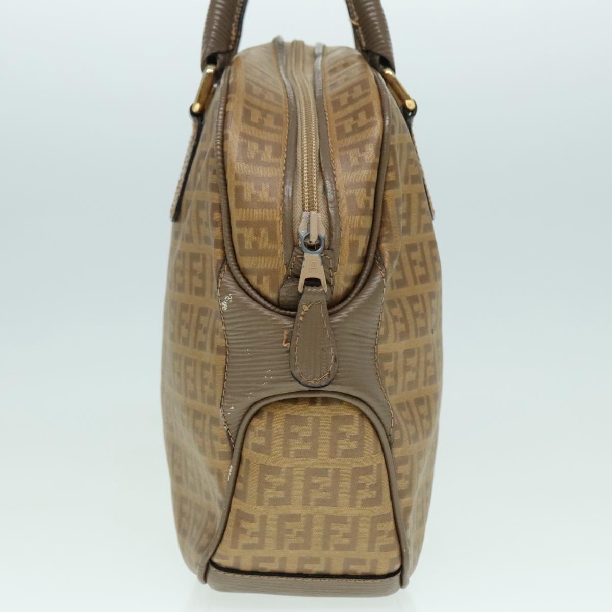 FENDI Zucchino Canvas Hand Bag Brown Gold ep6039