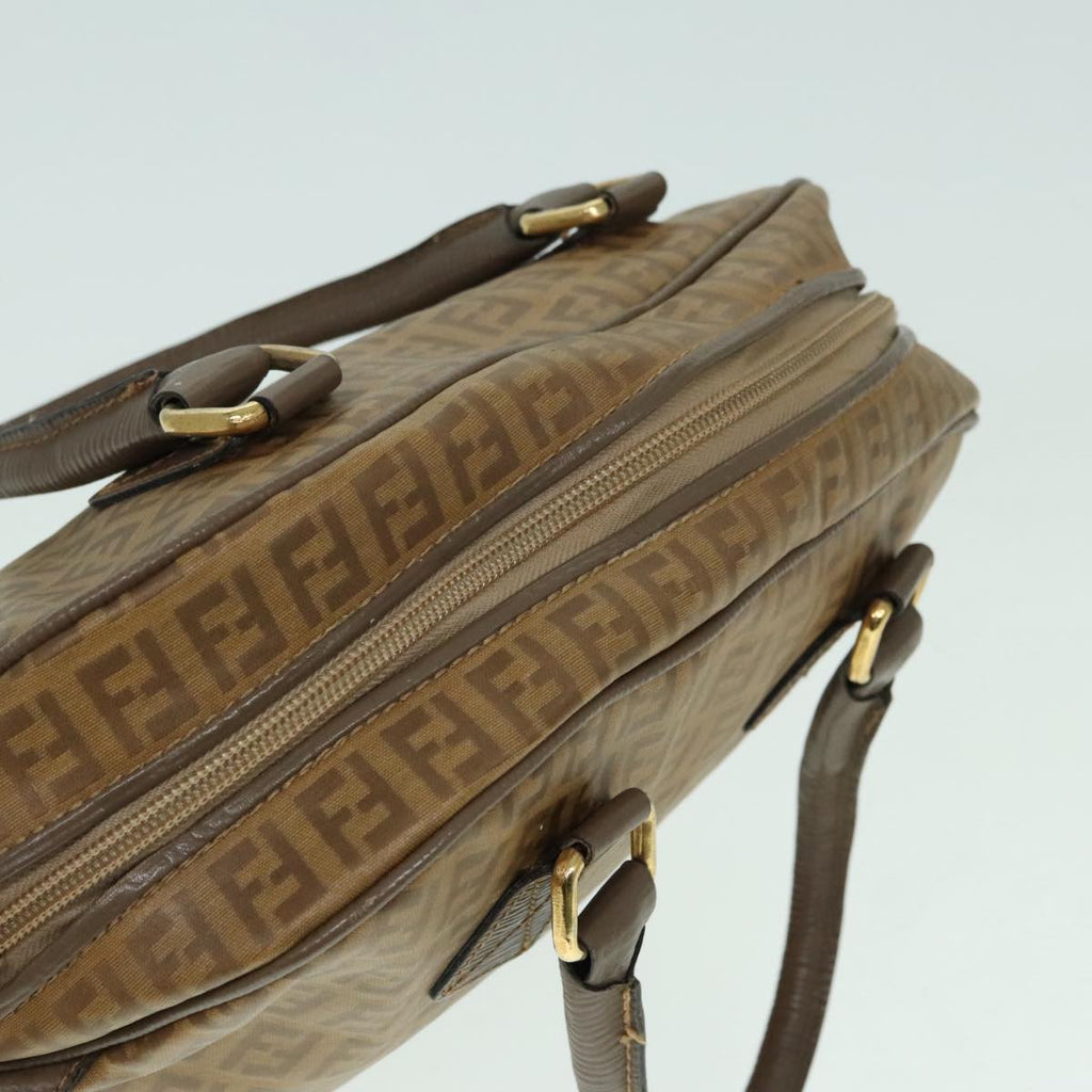 FENDI Zucchino Canvas Hand Bag Brown Gold ep6039