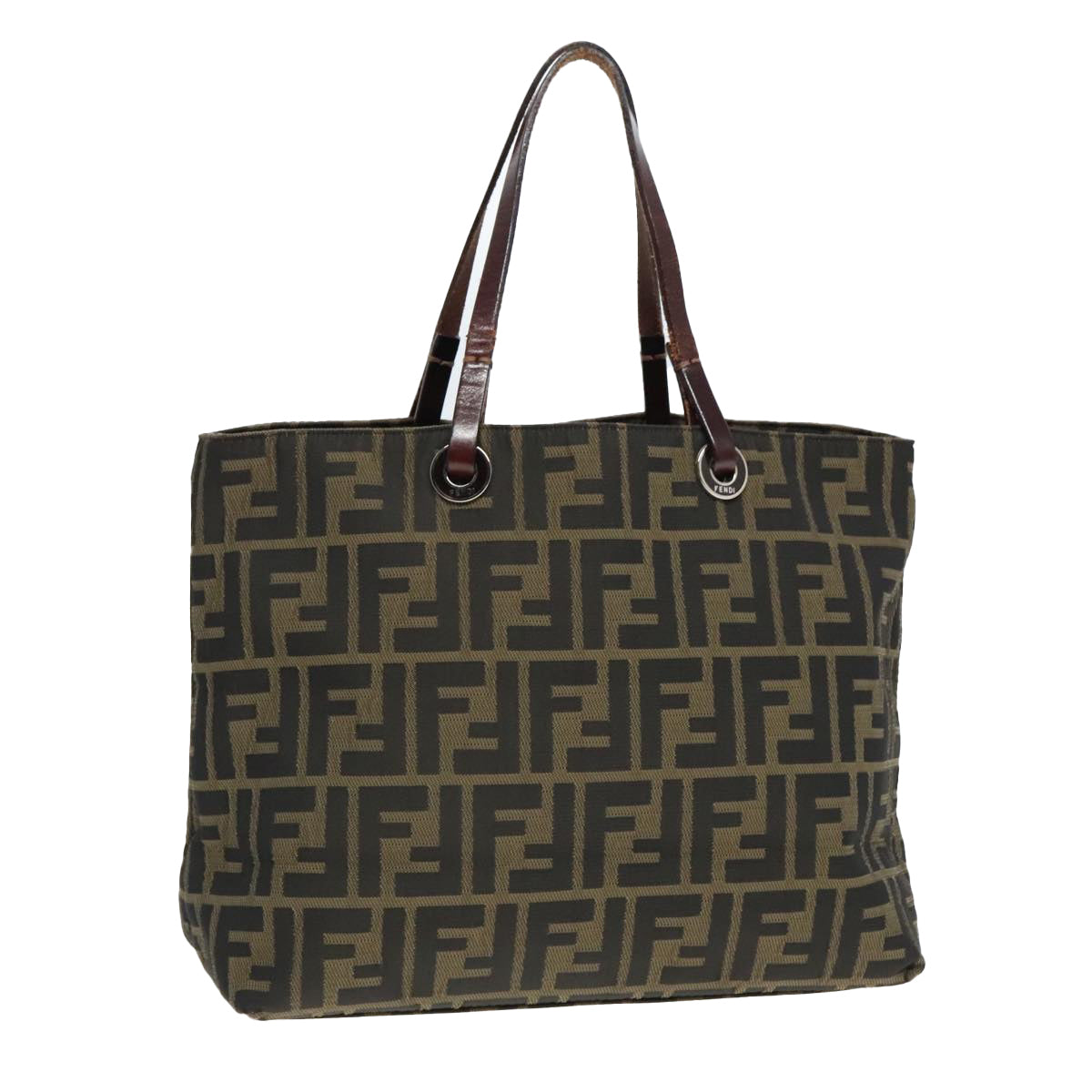 FENDI Zucca Canvas Tote Bag Brown Silver ep6043