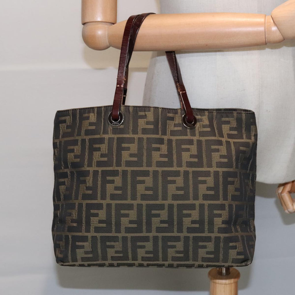 FENDI Zucca Canvas Tote Bag Brown Silver ep6043